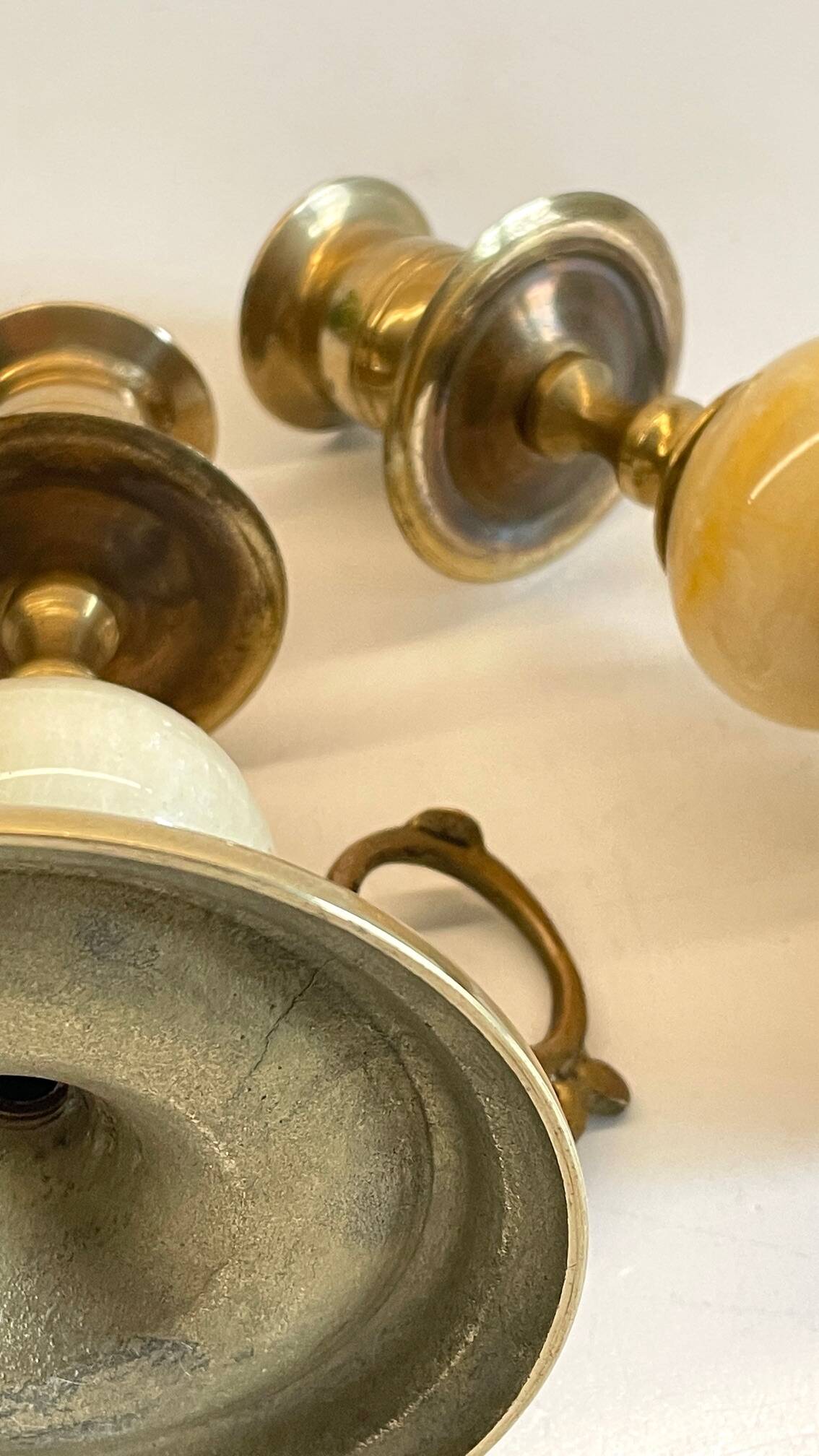 BOUGEOIRS Vintage Onyx Marble and Brass