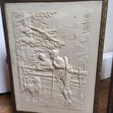 Triptych brass mirror 59x27cm