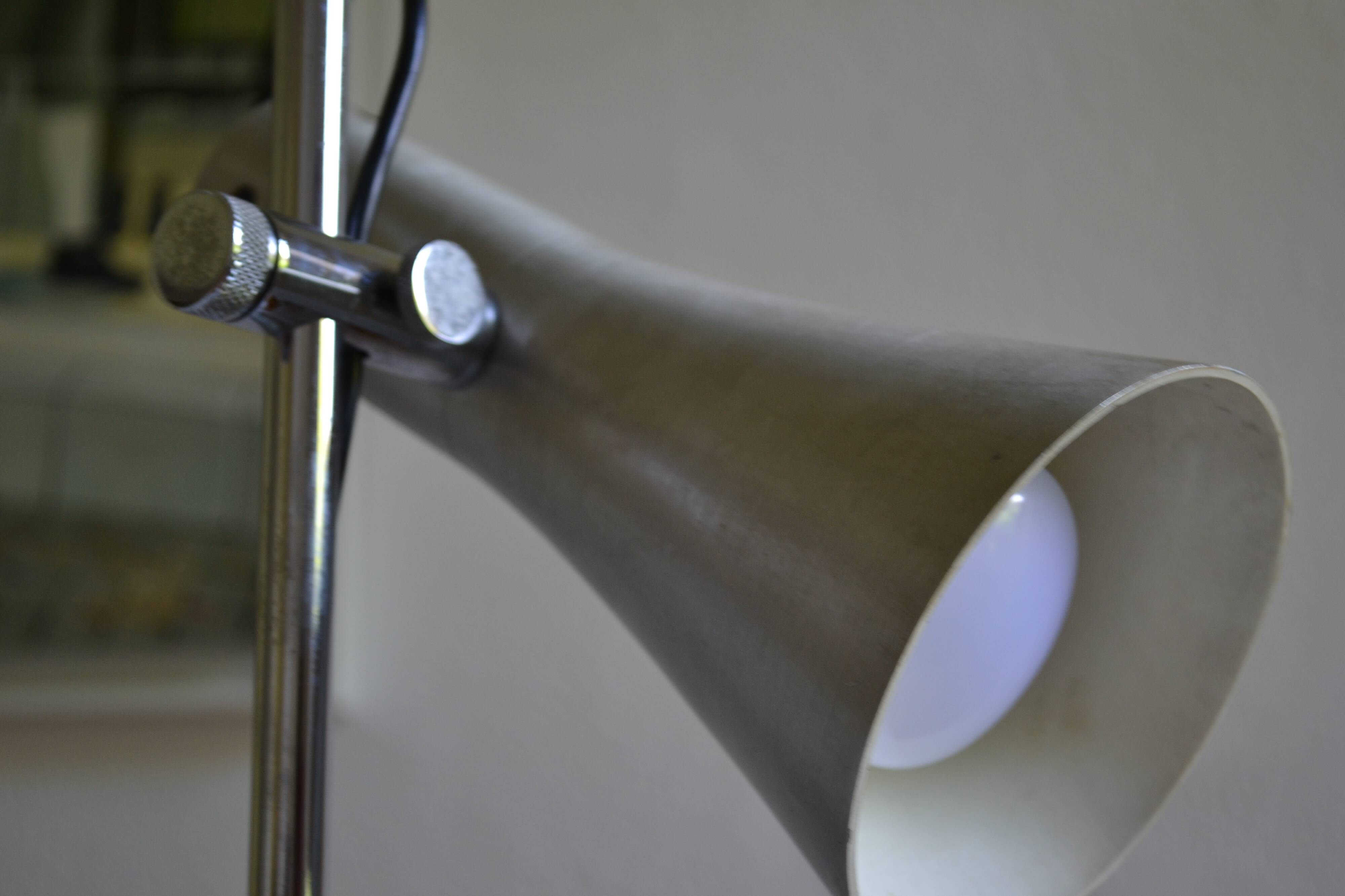 Brushed aluminium and chrome metal desk lamp 70's 1970