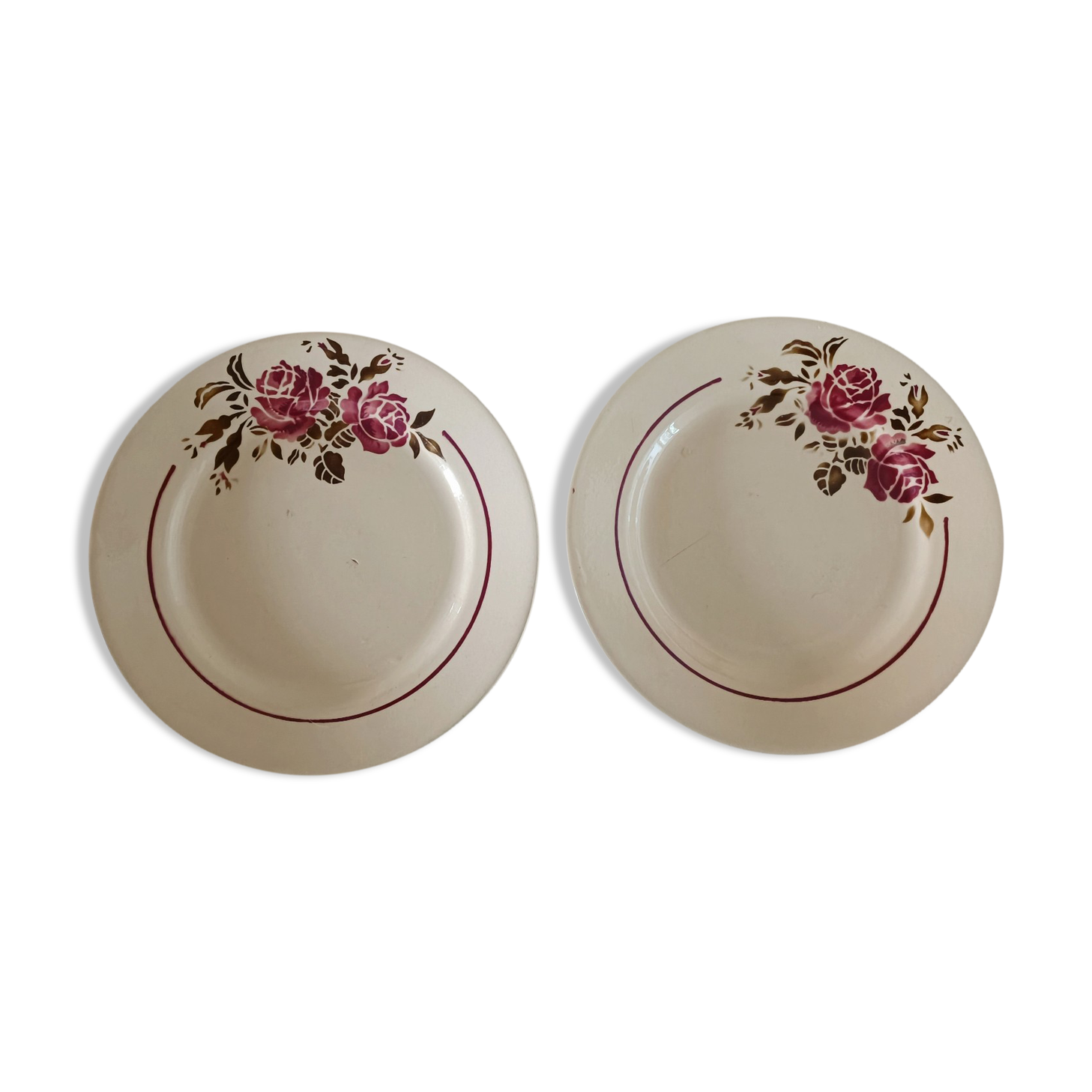 Two iron earth plates decorated with rose