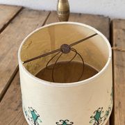 Pair of brass lamps, new 2M fabric cables, paper lampshades
