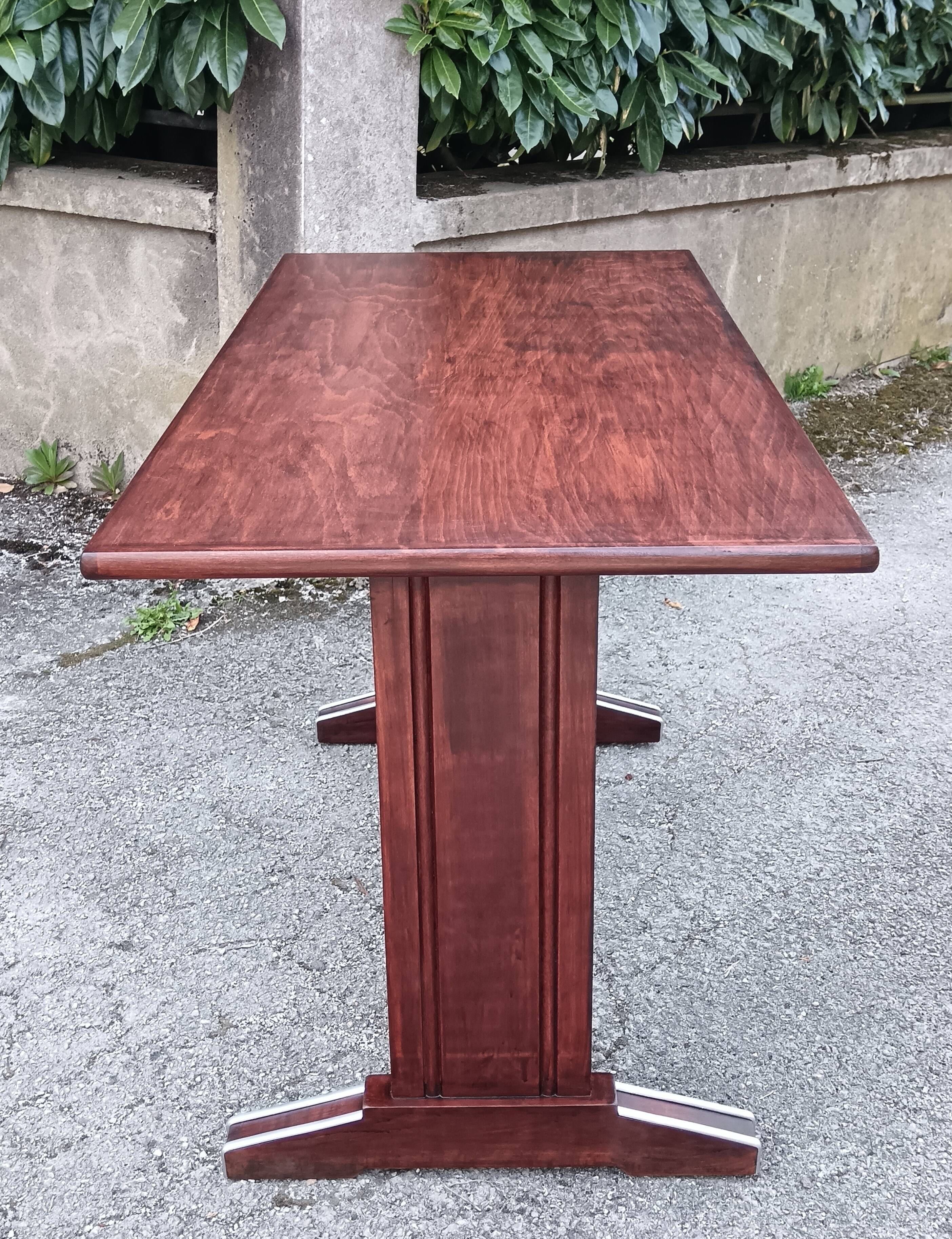 restored bistro table teak finish 1950
