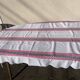 Rectangular tablecloth, Basque linen, original, pink and indigo blue frieze pattern on white cotton