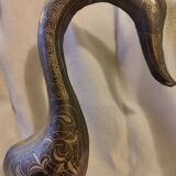 Damascened metal bird sculpture