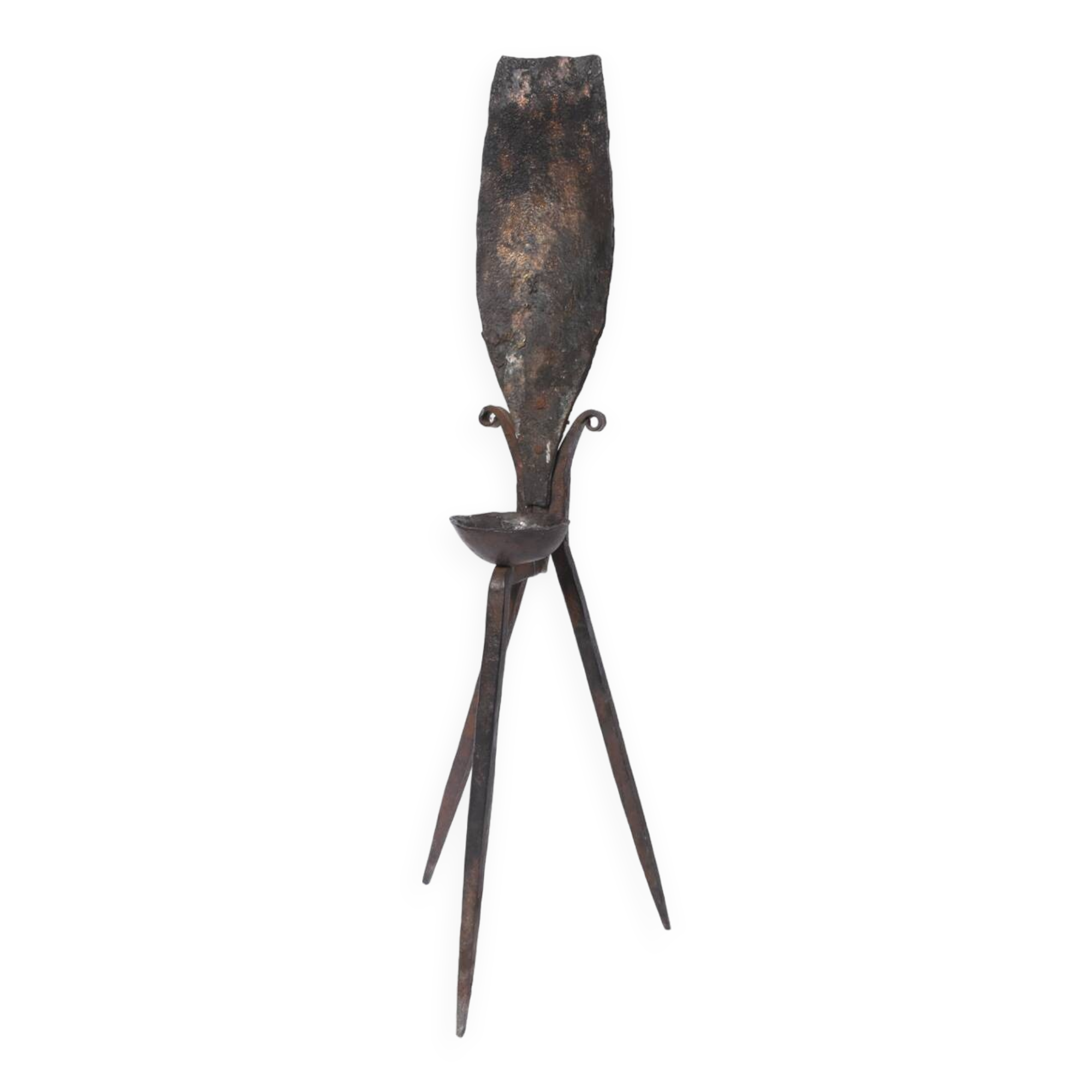 Brutalist iron candleholder, 1960s.