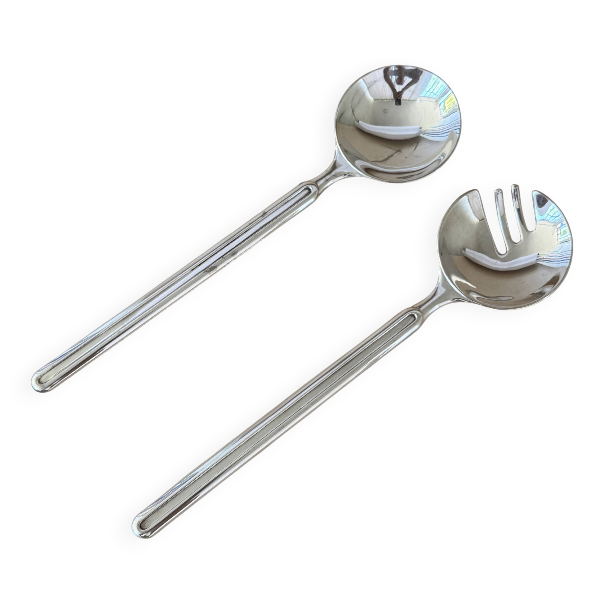 Italian 1960’s Vintage Pair Of Silver Plated Salad Utensils