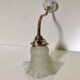 Brass art deco and pressed glass tulip