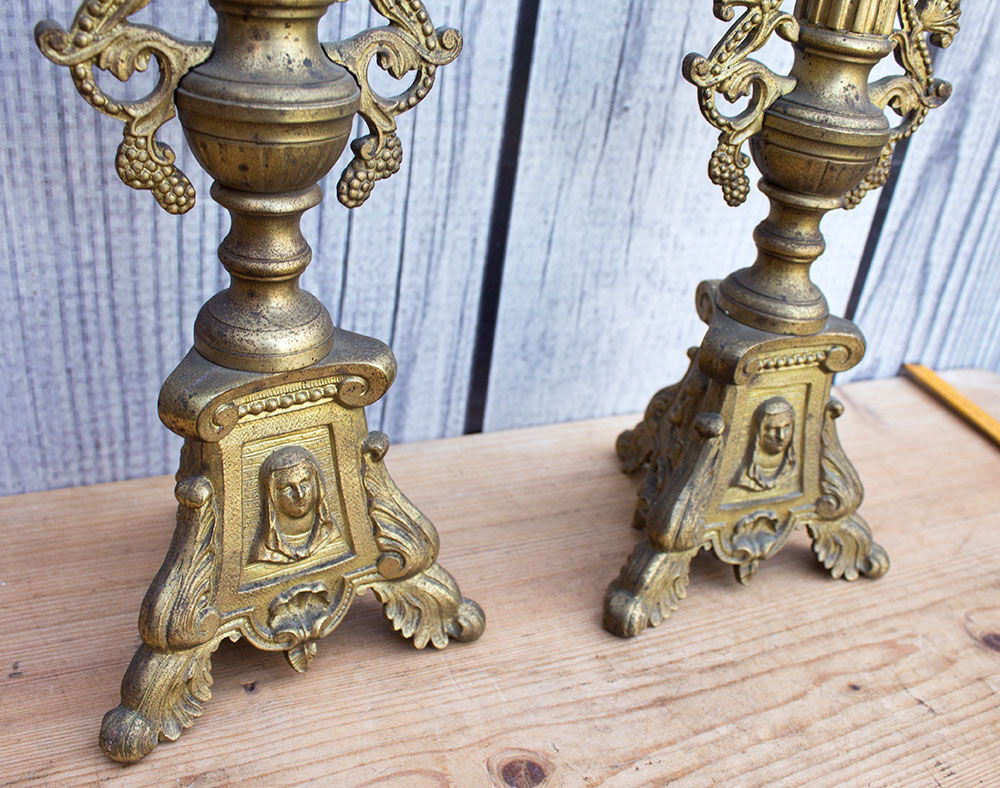 Pair of church candlesticks 57 cm high