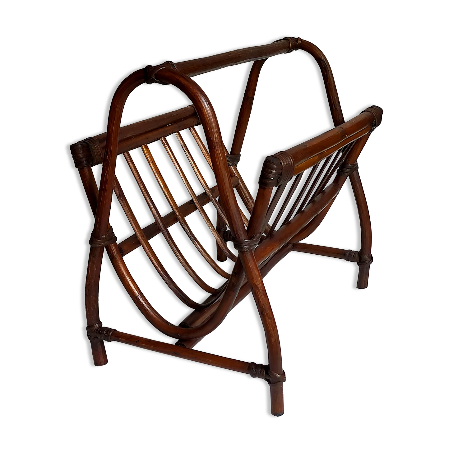 Vintage 1960s rattan magazine holder