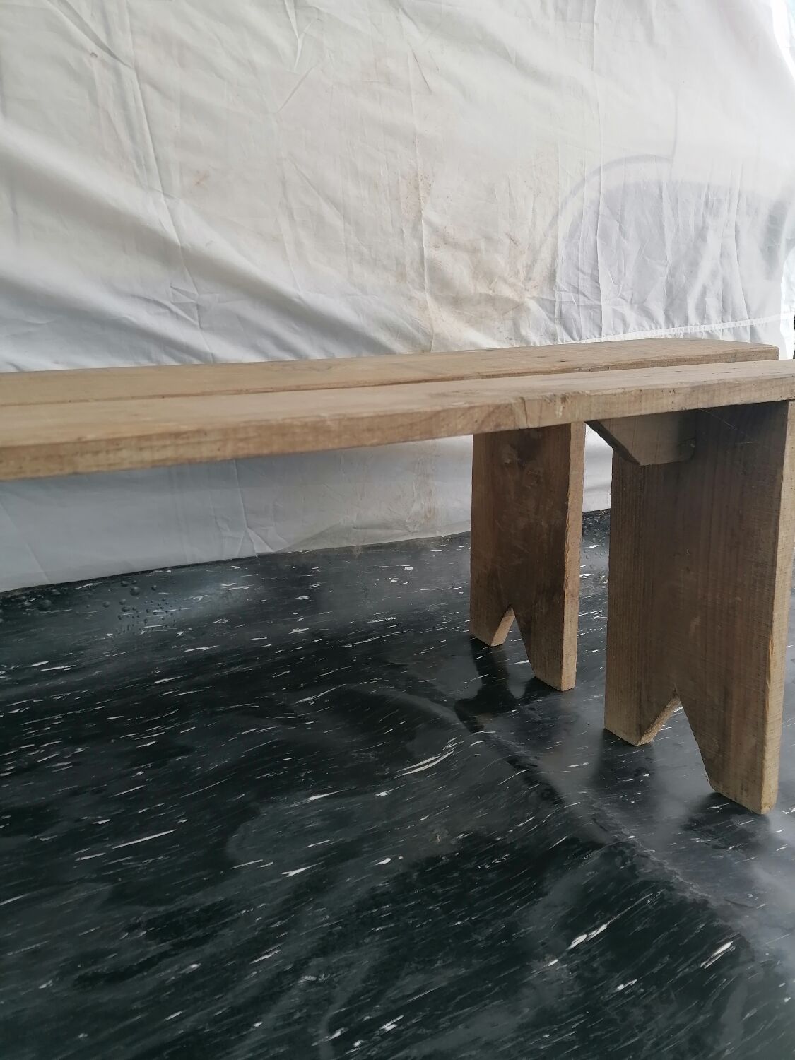 Pair of wooden farm benches