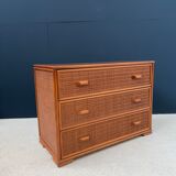 Commode en rotin vintage 3 tiroirs