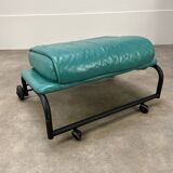 Postmodern design armchair and ottoman, 80s leather