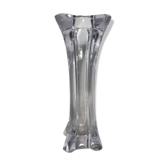 Vase cristal moulé forme géométrique décoration vintage