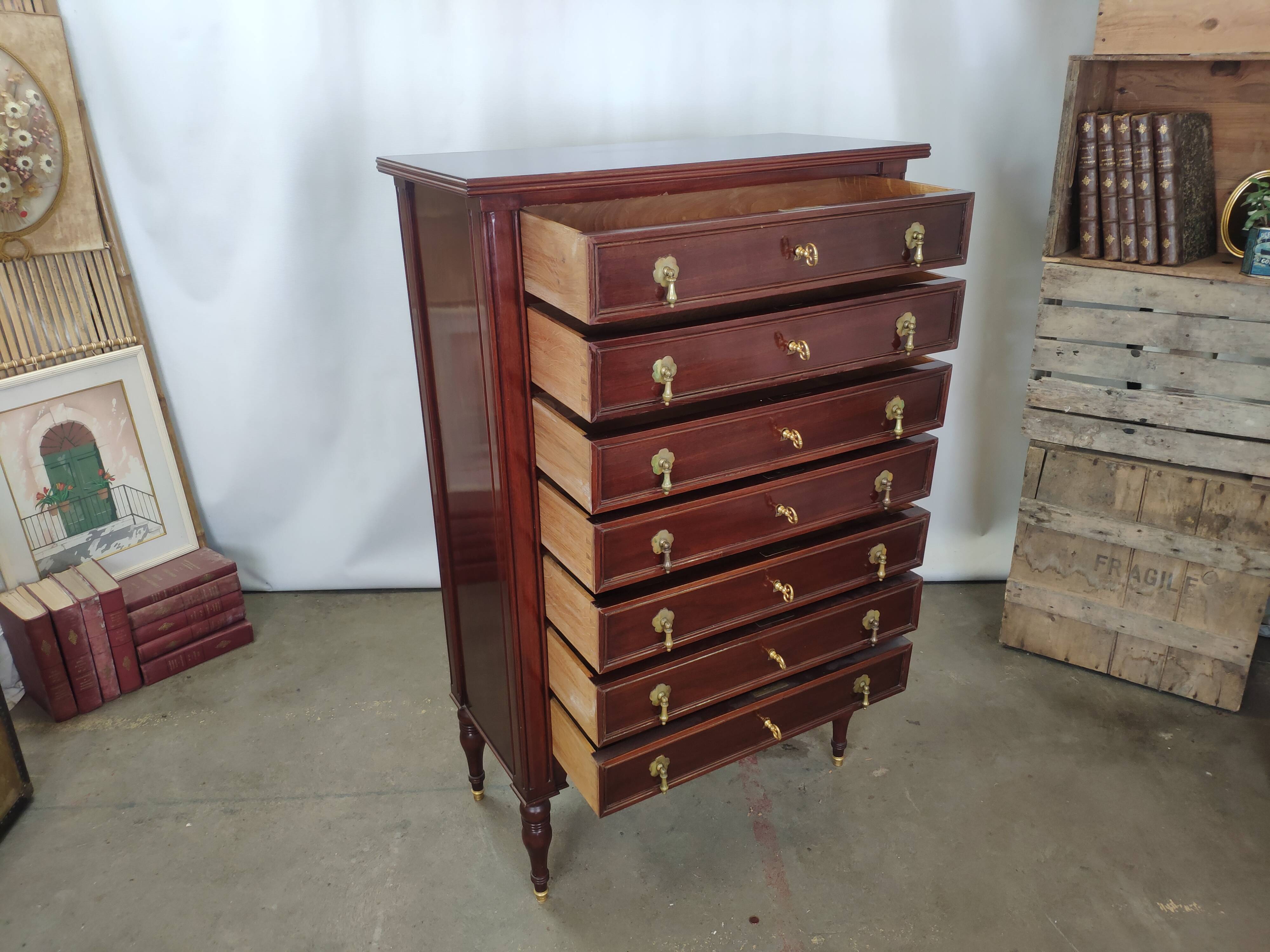 Semainier Louis XVI acajou