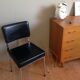 Chair in faux black leather and chrome metal / vintage 60-70s