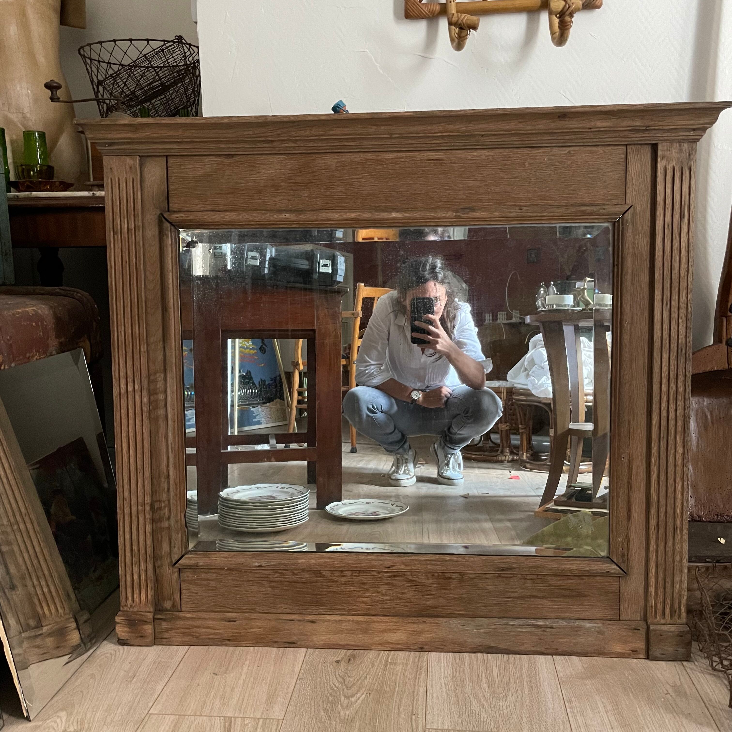 Wooded beveled mirror 85x97cm