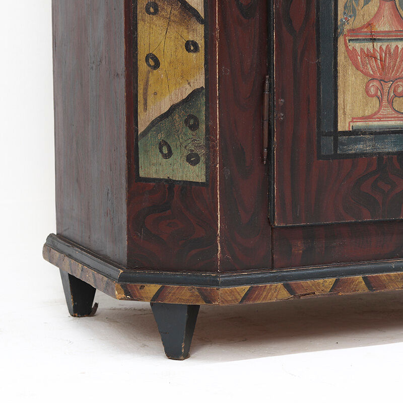 Rustic Farmhouse Folk Art Painted Bridal Cabinet 1844