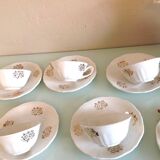 White porcelain coffee service with golden flowers / vintage 50s-60s