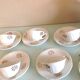 White porcelain coffee service with golden flowers / vintage 50s-60s