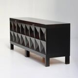 Brutalist ebonized oak sideboard by j. batenburg for mi, belgium 1969