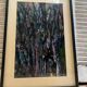 Old Abstract Oil On Paper Signed + Black Wood Frame #B548