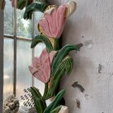 Oval ceramic mirror with flowers