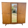 Oak wardrobe with 3 mirrored doors and compass legs