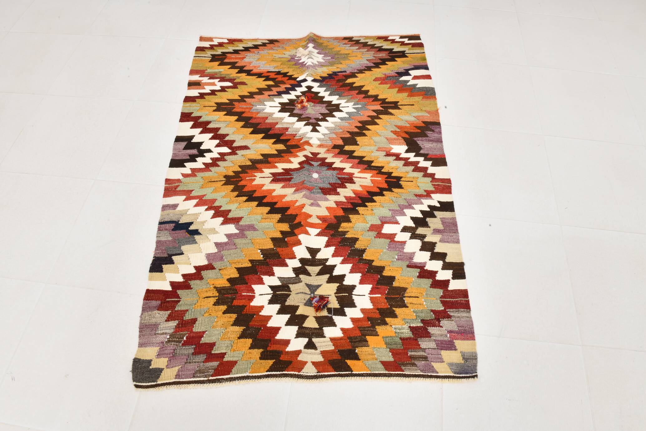 Multicolor Geometric Handmade Kilim Rug, 102x148Cm