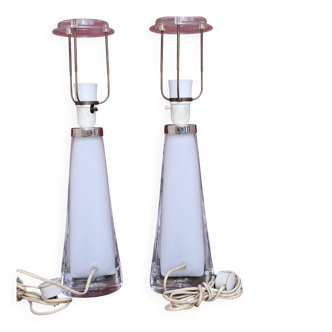 Pair of glass table lamps by Carl Fagerlund for Orrefors