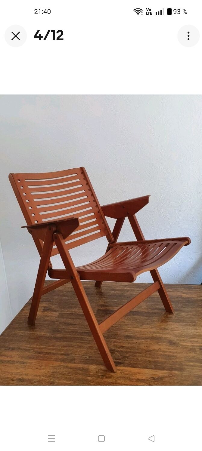 REX folding armchair by designer Niko KRALJ, 1950s, compass legs