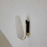 Pair of vintage Arlus wall lights in brass and opaline from the 60s