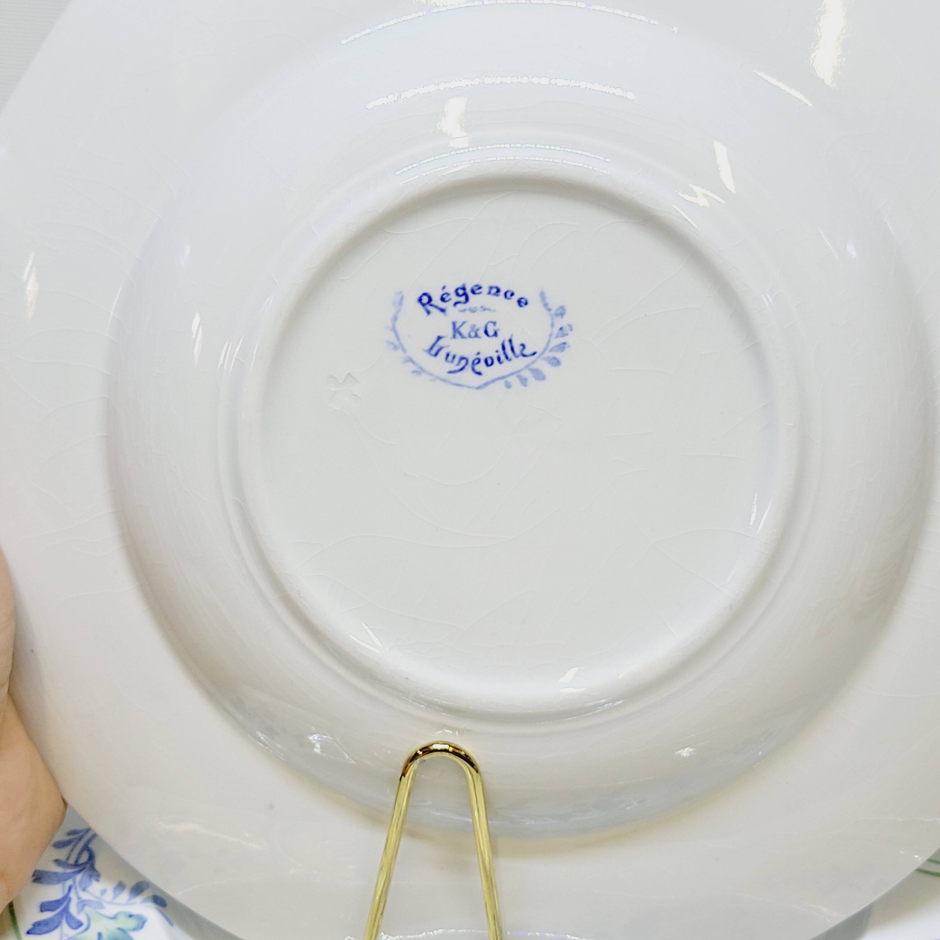 9 Antique KG Lunéville Plates, Regence Model