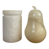 Duo de boîtes, bonbonnières vintage en albâtre
