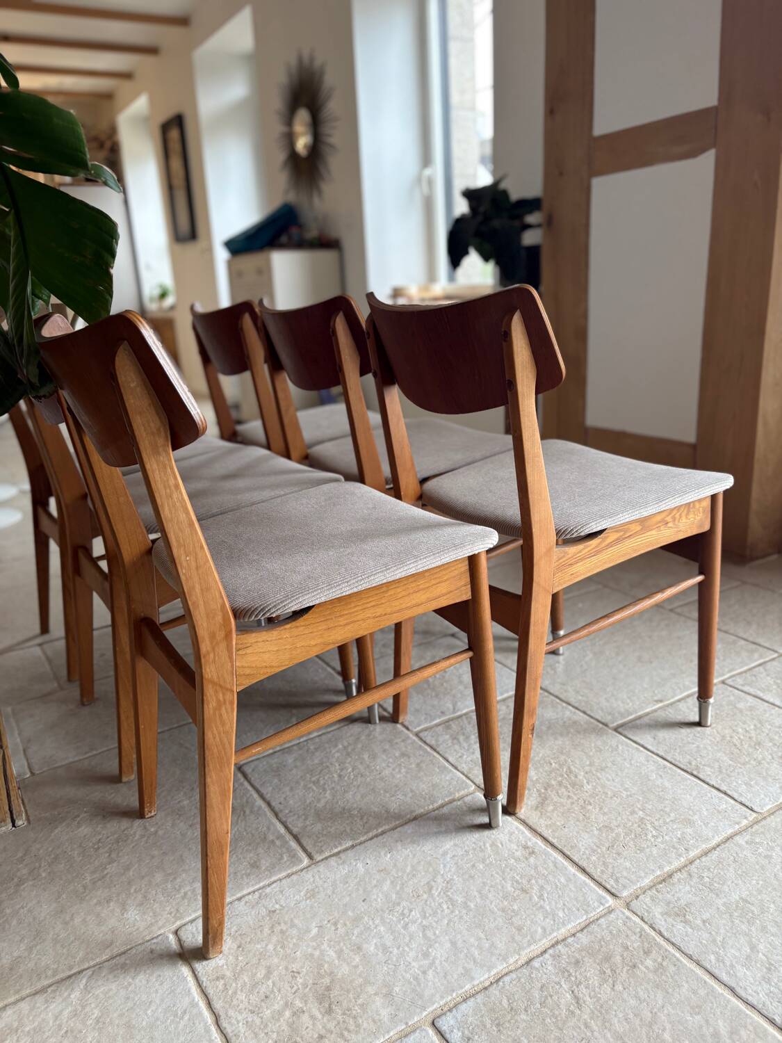6 Scandinavian corduroy chairs