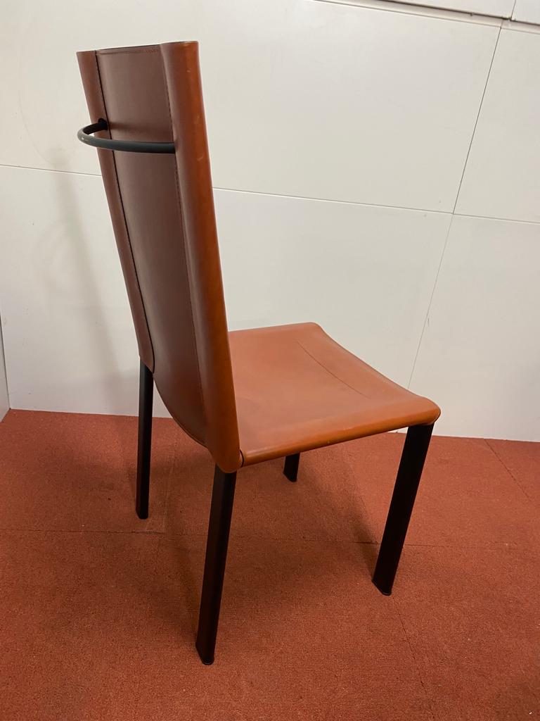 Chair Coral Mattéo Grassi in brown leather