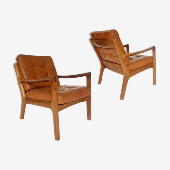 Paire de fauteuils Senator par Ole Wanscher pour France & Son, Danemark, années 1960