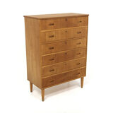 Commode scandinave "tallboy" en chêne, Suède, 1950