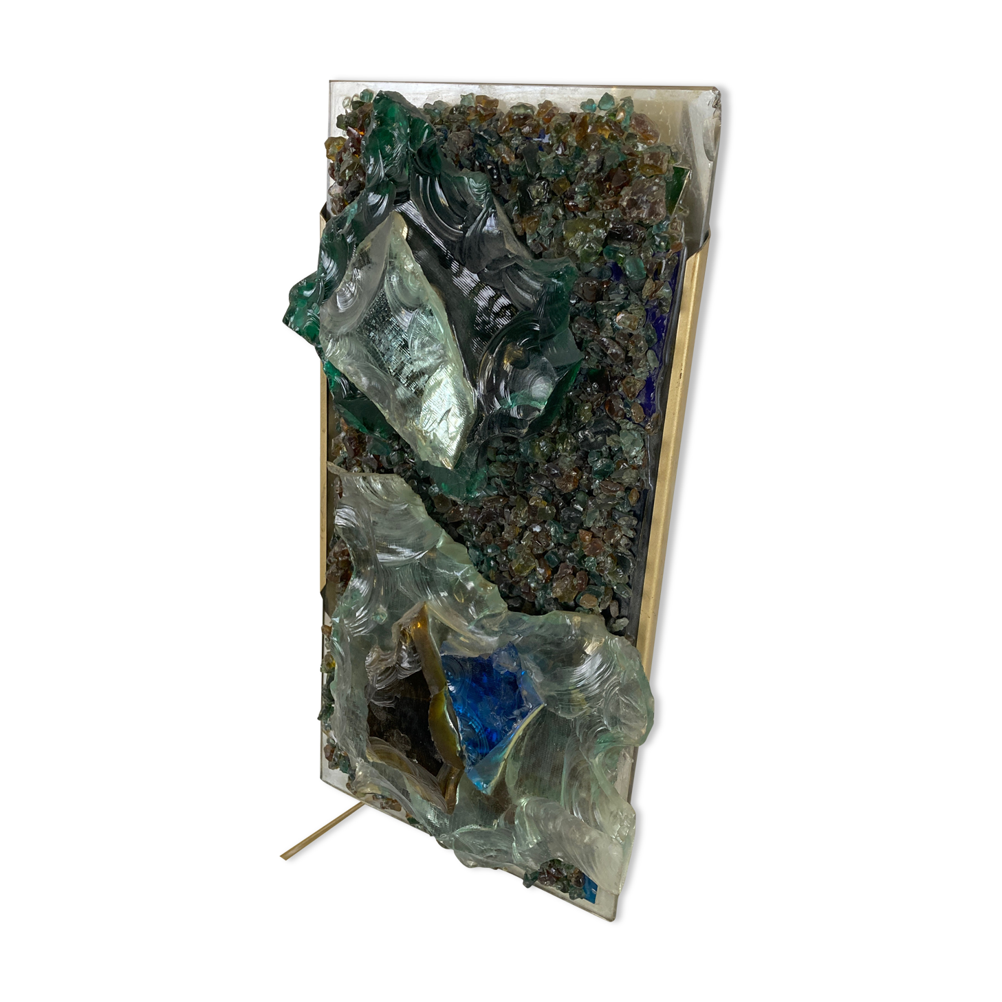 Vintage brutalist glass wall lamp 1960s