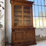 Old XL Napoleonic oak glass bookcase, 19th century