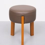 Top quality Leather Pouf 3 Oak legs 1990s