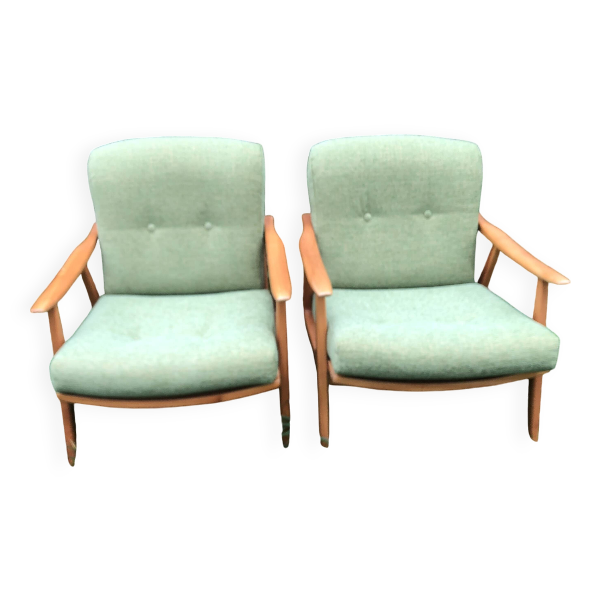 Fauteuils scandinaves bois blond vintage Années 60