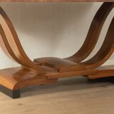 Elegant Art Deco dining table from the 1930s, walnut root veneer