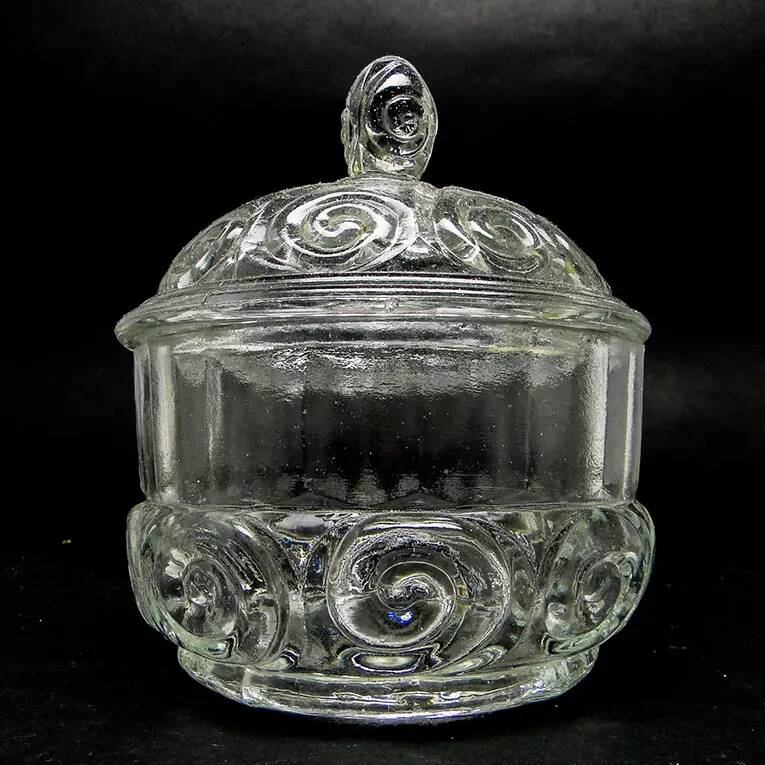 Sugar bowl, postmodern new look, pressed glass, Poland, 1970s