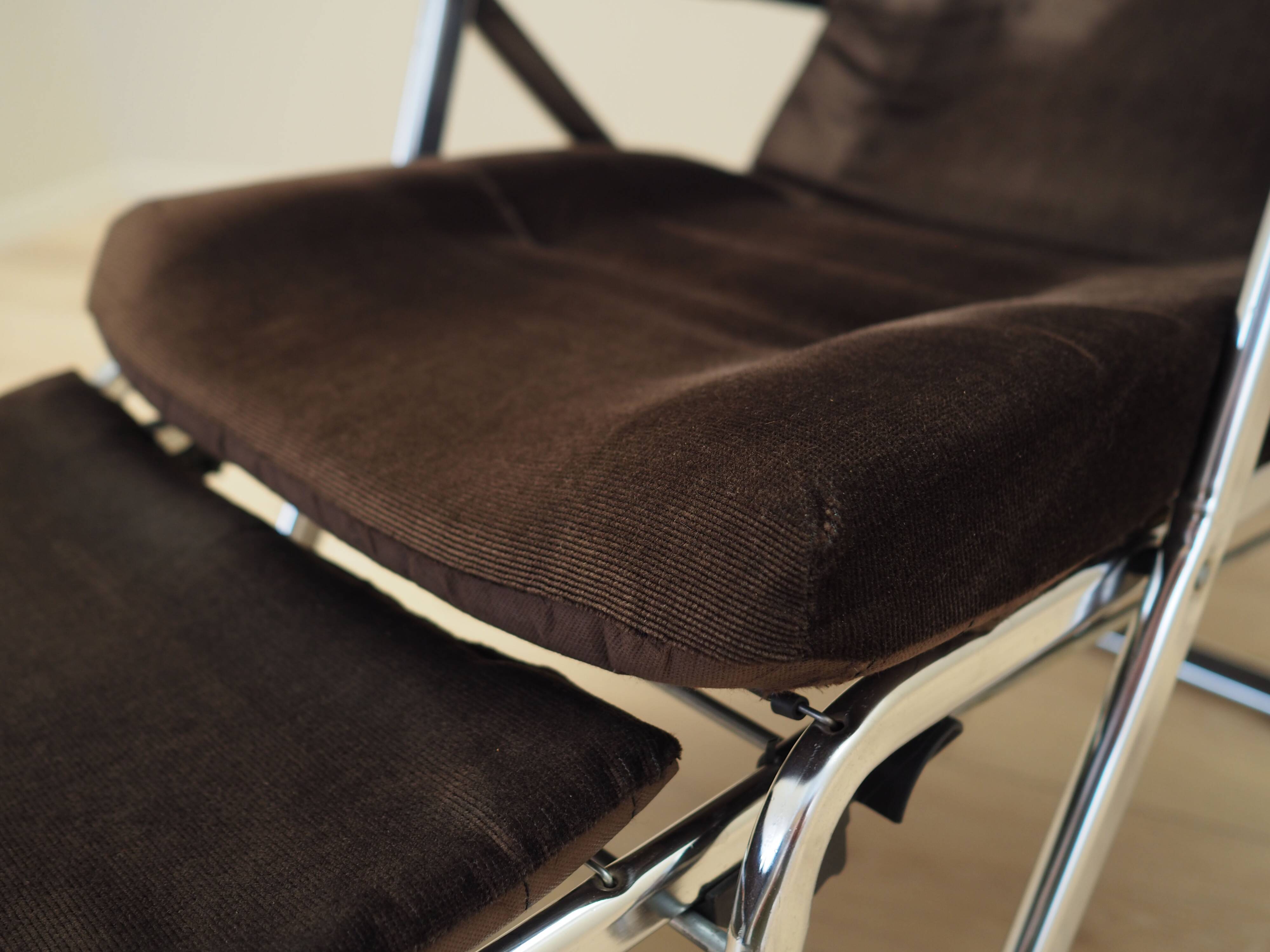 Brown velour armchair, Danish design, 1970s, production: Denmark