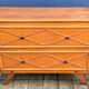 Commode vintage chêne et rotin