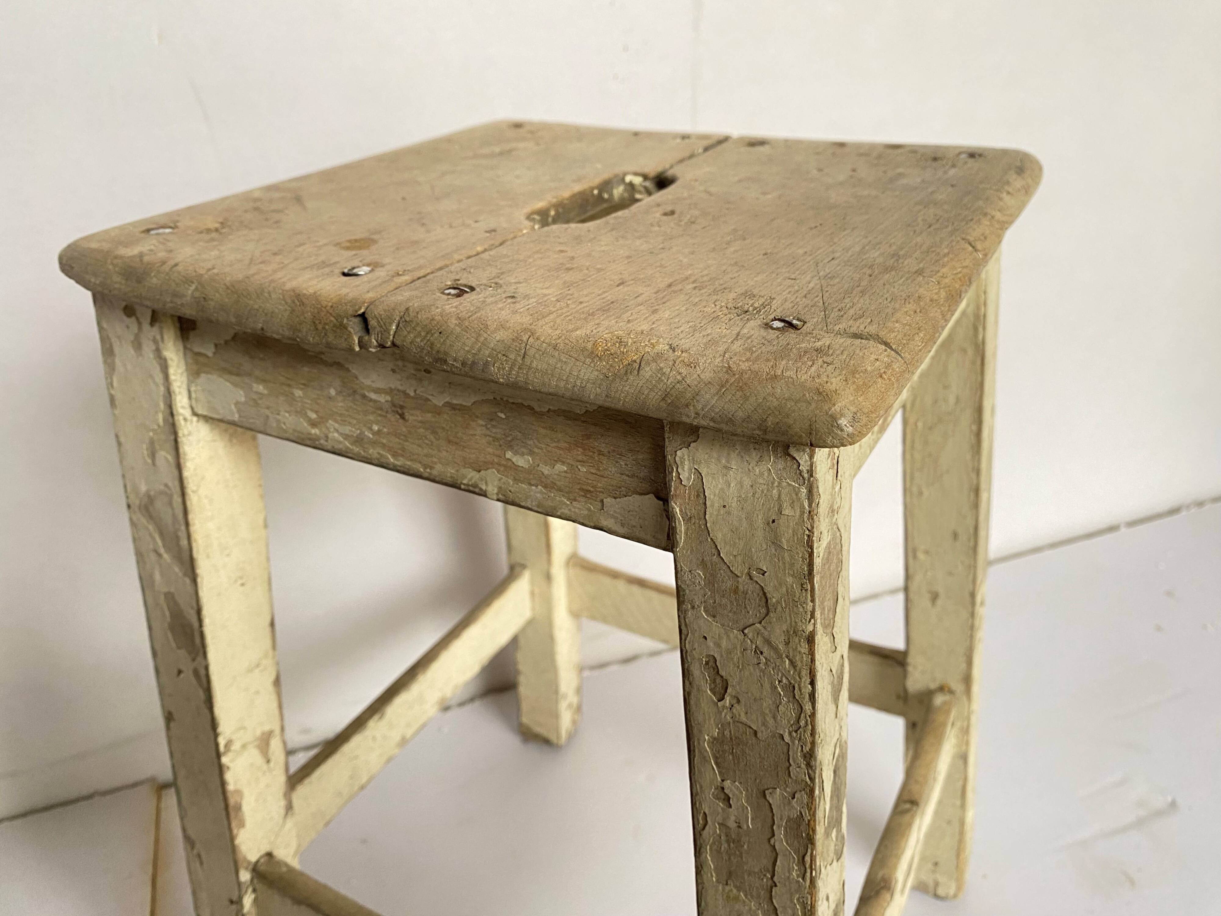 Wooden workshop stool from the 1950s