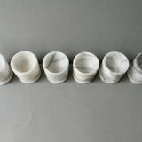 6 egg cups in white marble with gray veins, 1970s