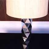 Set of 2 Brutalist Sculptural Chromed Metal Table Lamps, Italy 1960s