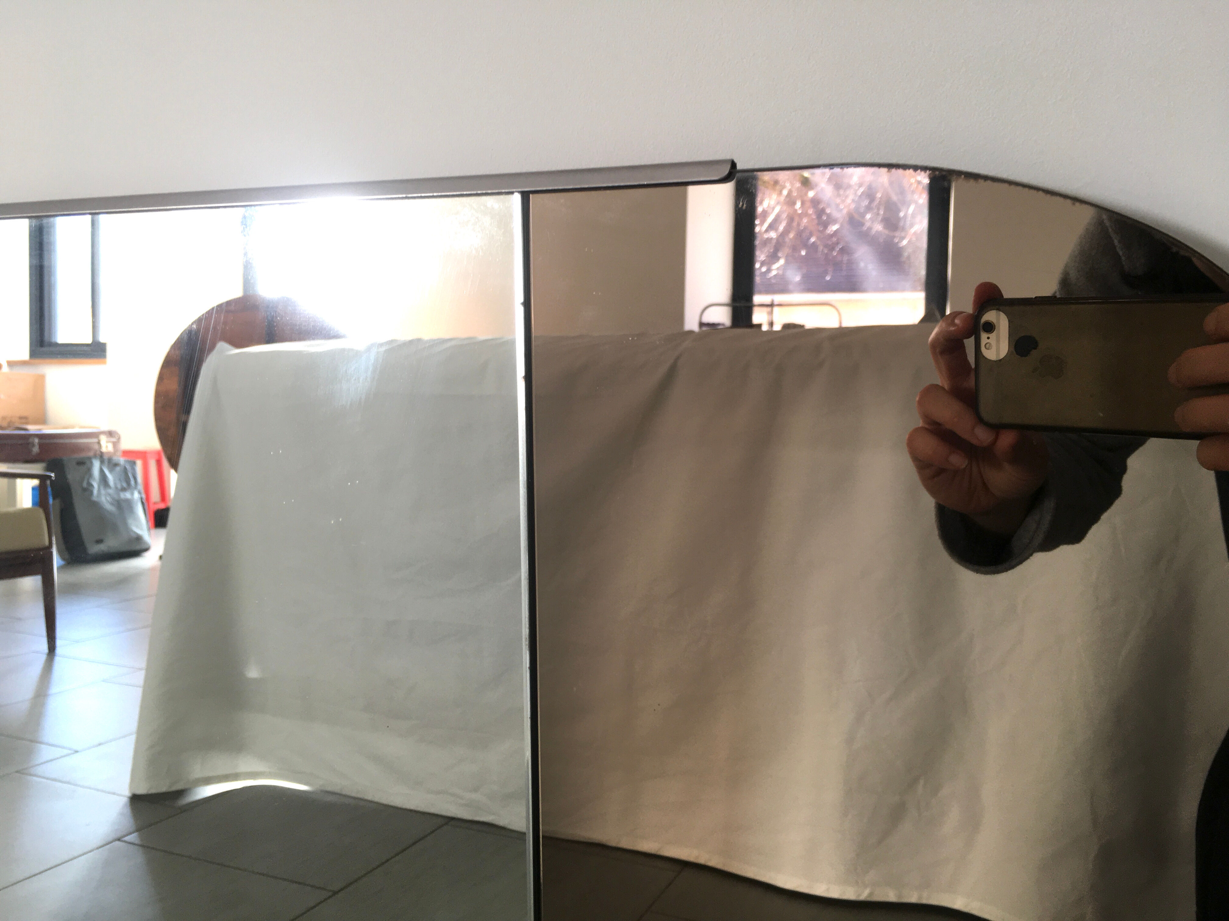 Triptych mirror in smoked glass 140x80cm