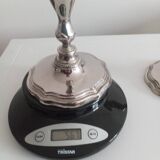 Pair of silver-plated metal candlesticks